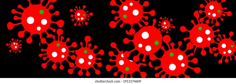 Healthcare Test Green Epidemic Danger Sign Background. Quarantine Black Pandemic Red Virus Medicine Vibrant Sick Vector. Science Creepy Horizontal White Covid-19 Bright Coronavirus Illustration.