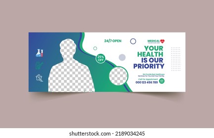 Healthcare timeline cover banner template design, Set of modern abstract flat corporate Medical cover, banner, social media post, timeline cover, web banner, template 