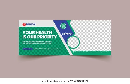 Healthcare timeline cover banner template design, Set of modern abstract flat corporate Medical cover, banner, social media post, timeline cover, web banner, template