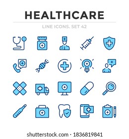 Healthcare Vector Line Icons Set. Thin Line Design. Outline Graphic Elements, Simple Stroke Symbols. Healthcare Icons