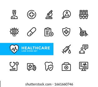 Healthcare vector line icons. Simple set of outline symbols, graphic design elements.