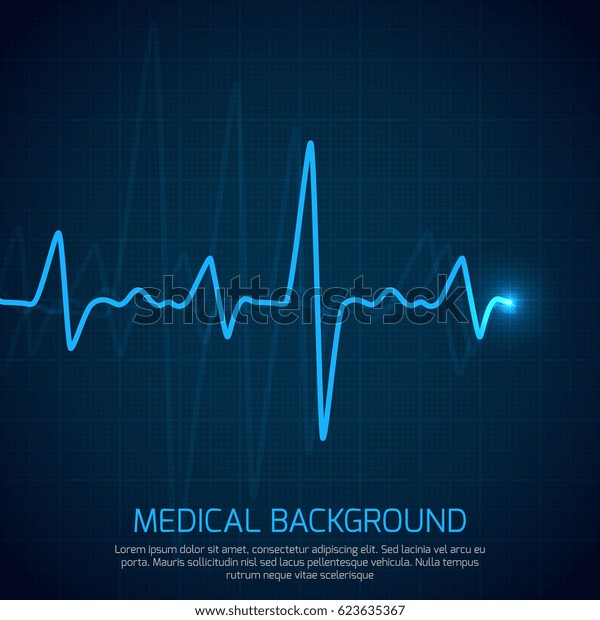 Healthcare vector medical\
background with heart cardiogram. Cardiology concept with pulse\
rate diagram