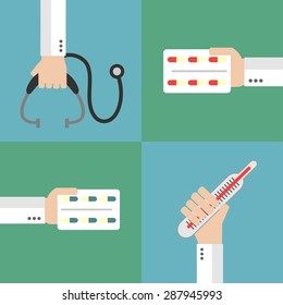 Healthcare vector set, flat design style .Vecctor illustration