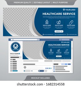 healthcare web banner template with minimalist style and modern concept