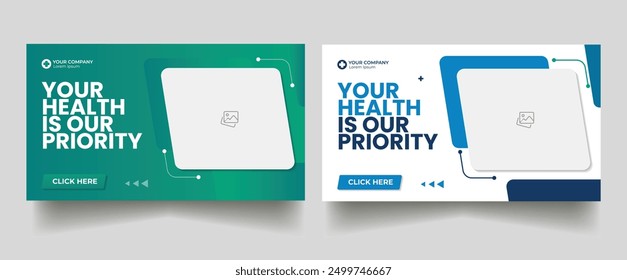 healthcare web banner for video thumbnail And Medical healthcare web banner template 