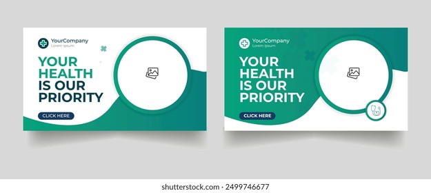 healthcare web banner for video thumbnail And Medical healthcare web banner template 