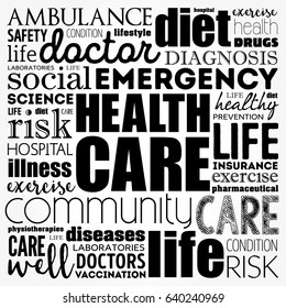 Healthcare word cloud collage, health concept background