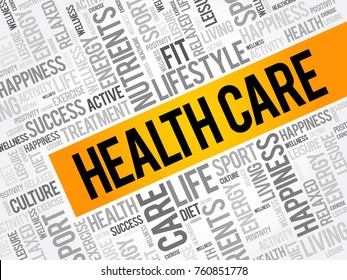 Healthcare Word Cloud Collage, Health Concept Background