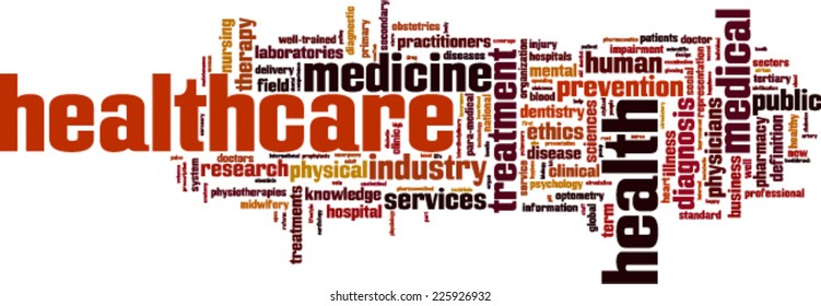 Healthcare Word Cloud Concept. Vector Illustration