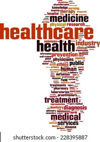 Healthcare Word Cloud Concept. Vector Illustration