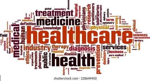 Healthcare Word Cloud Concept. Vector Illustration