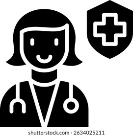 Healthcare Worker Icon Glyph Vector Illustration