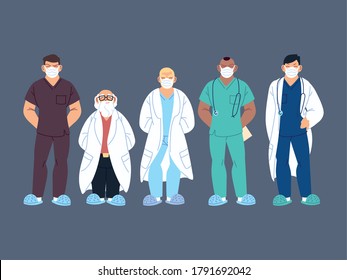 healthcare workers, doctors and nurses vector illustration design
