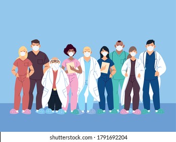 healthcare workers, doctors and nurses vector illustration design