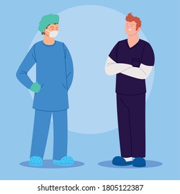 diseño de ilustraciones vectoriales de médicos, médicos y enfermeras