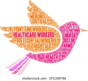 Healthcare Workers Word Cloud On A White Background. 