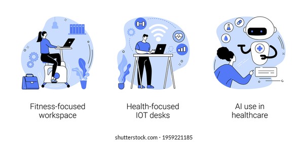 Health-focused technology abstract concept vector illustrations.