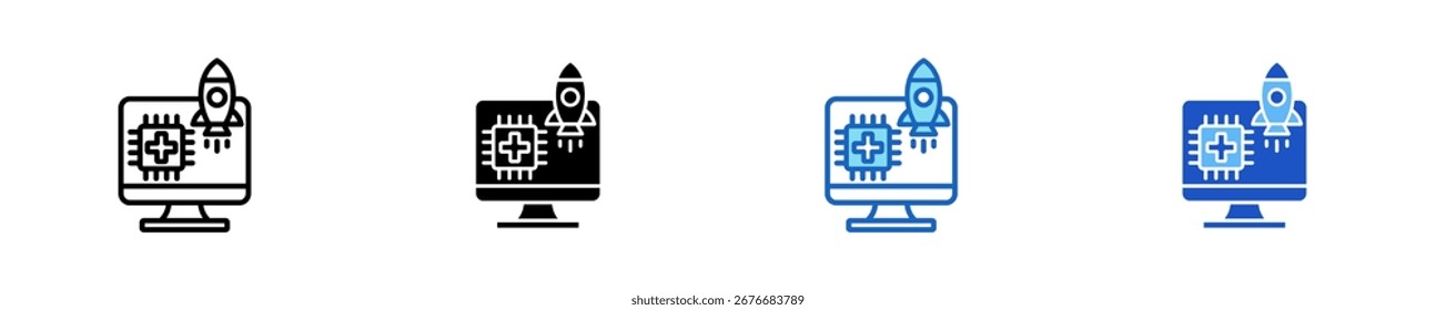 Healthtech Startup Icon Set Colección de Estilo Múltiple