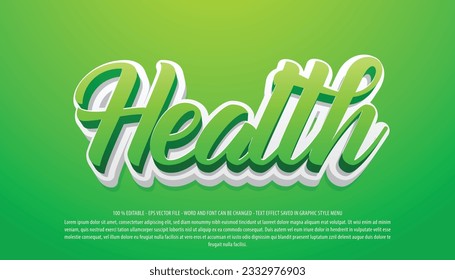 Efecto de texto modificable de estilo 3d saludable