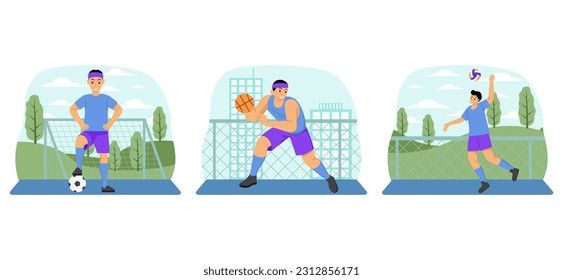 Healthy Activity Flat Bundle Illustration
