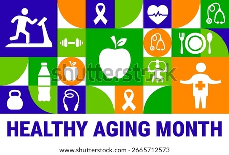 Healthy Aging Month Geometric shape pattern background, banner, card or poster design template is observed every year during September, to raise awareness about the mission. Vector illustration.
