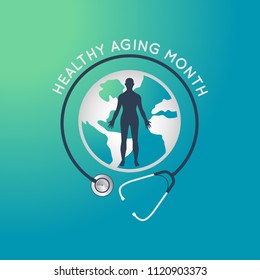 Healthy Aging Month Vector Logo Icon Illustration