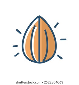 Healthy almond nut. Single almond nut icon, symbolizing healthy snacking and nutrition.