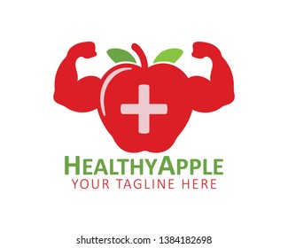 Healthy apple logo. Editable vector EPS.