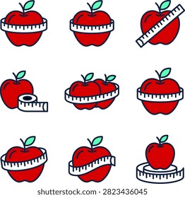 Healthy Apple with Measuring Tape for Weight Loss