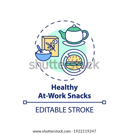 Healthy at-work snacks concept icon. Workplace wellness example idea thin line illustration. Decreasing hunger. Oats and high-fibre muesli. Vector isolated outline RGB color drawing. Editable stroke