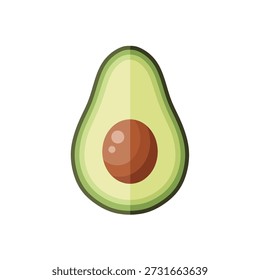 Medio aguacate saludable con diseño de fruta verde fresca de Ilustración vectorial de hoyo