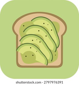 Healthy avocado toast bread slice icon flat graphic design isolated illustration sandwich snack breakfast organic meal symbol sign