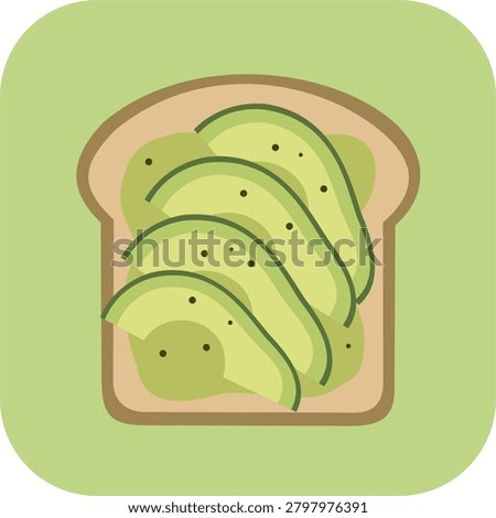 Healthy avocado toast bread slice icon flat graphic design isolated illustration sandwich snack breakfast organic meal symbol sign