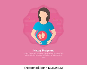 Healthy Babies Are Born from Strong Mothers. Happy Pregnancy Concept. 3d Isometric Vector Illustration.