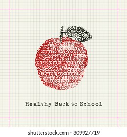 healthy back to school in typewriter art illustration 