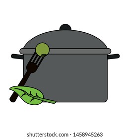 healthy and balanced food mint with cooking pot cartoon vector illustration graphic design