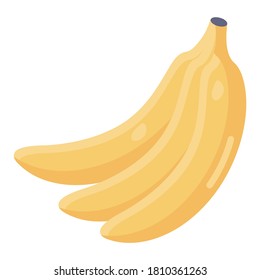 Gesunde Bananen im bearbeitbaren, flachen Stil, bearbeitbares Symbol 