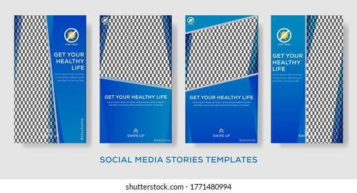 Healthy banner stories template Premium Vector