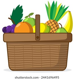 Healthy basket full of fresh fruit