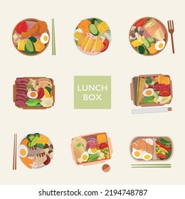 Ilustrador de la caja de almuerzo de bento saludable