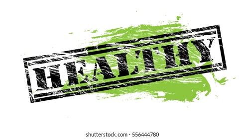 healthy black and green vector stamp on white background