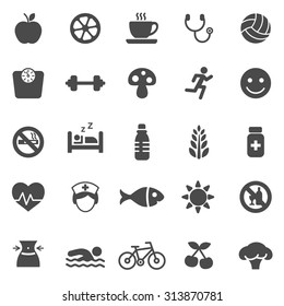 Healthy black icons set.Vector