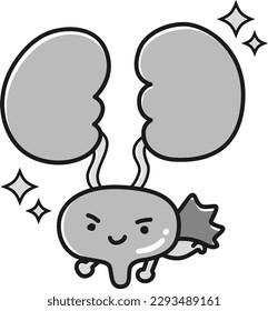 Healthy bladder character (black and white)