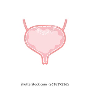 Bexiga saudável isolada sobre fundo branco. Ilustração vetorial em estilo de desenho plano à mão. Sistema urinário. Órgão interno humano