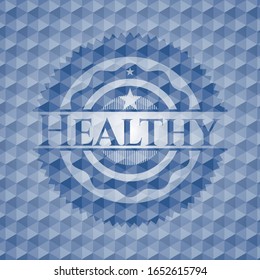 Gesundes blaues Emblem mit geometrischem Musterhintergrund. Vektorillustration Illustration. Detaillierte Angaben.