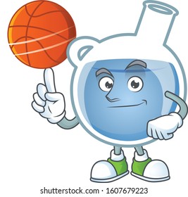 a Healthy blue potion cartoon character playing basketball