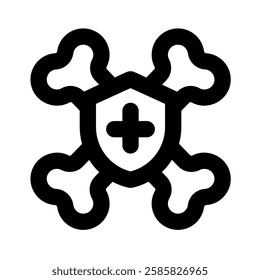 healthy bones outlined black style
