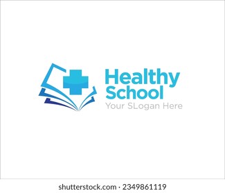 healthy book logo designs simple modern for education and school health