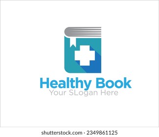 healthy book logo designs simple modern for education and school health