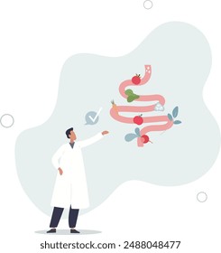 Healthy bowel examination as gastrological organ checkup.flat design.illustration with people.